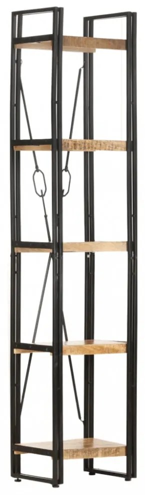 5 szintes tömör mangófa könyvespolc 40 x 30 x 180 cm