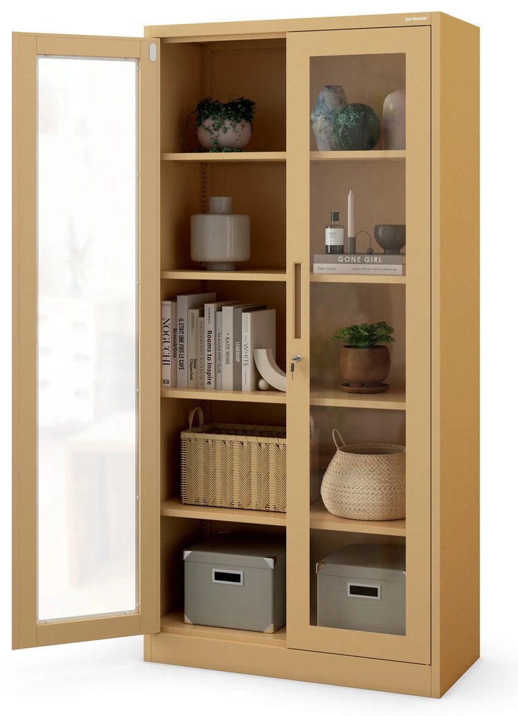 Üveges vitrin AMELIA, 900 x 1850 x 400 mm, Fresh Style: bézs