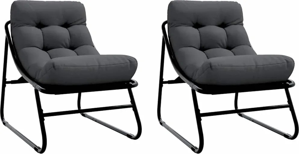 vidaXL Kerti bútor 2 pcs Fekete 60,5 x 81 x 71 cm Porszórt acél