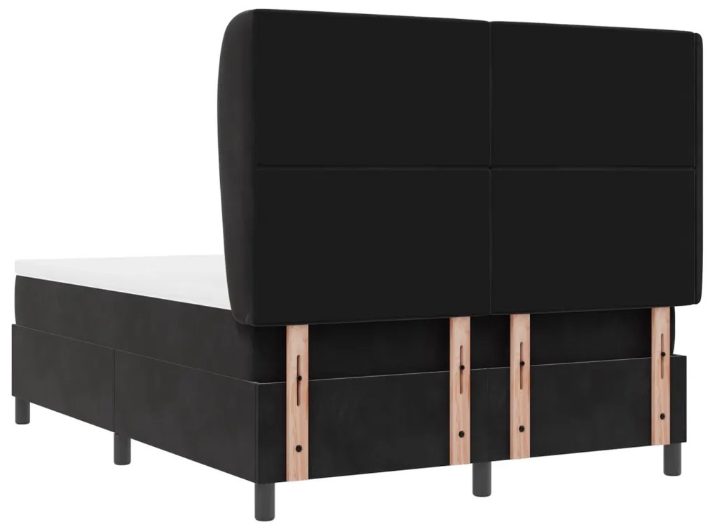 Boxspring Ágy Matrac nélkül Fekete 140x200 cm Bársony