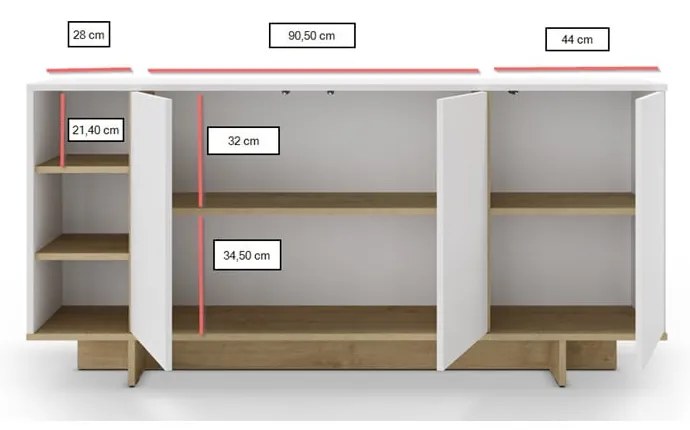 Natúr színű alacsony komód tölgyfa dekorral 170x80 cm Cequoia – Marckeric