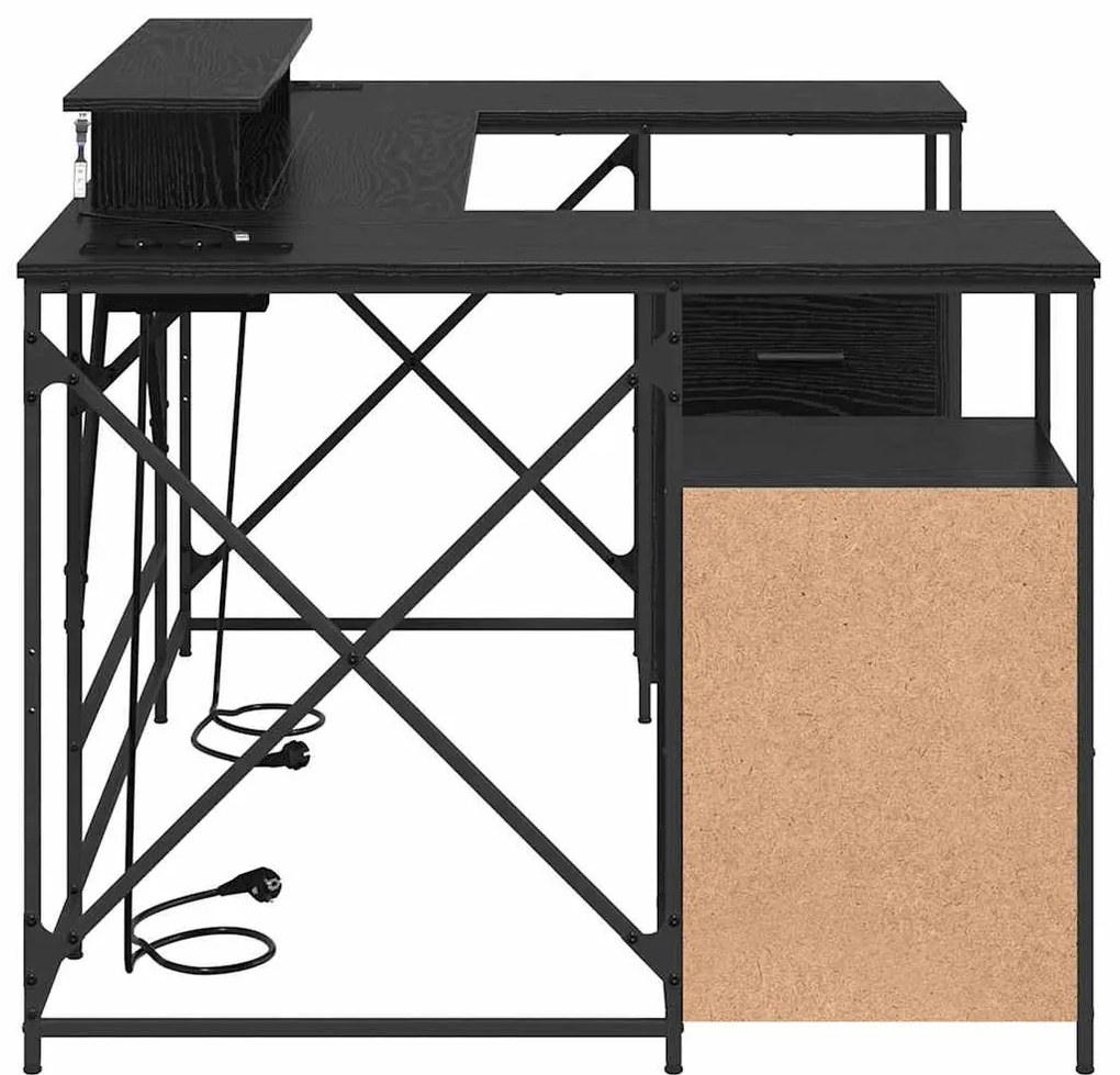 Asztal fiókkal Musta tammi 182 x 101 x 87.5 cm Faanyag