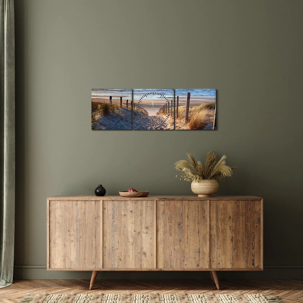 Kép - Út az északi-tengeri strandra, Hollandia (órával) (90x30 cm)