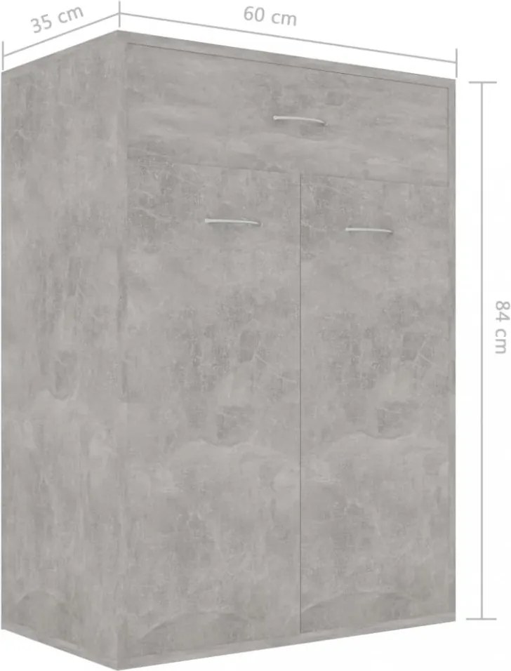betonszürke szerelt fa cipősszekrény 60 x 35 x 84 cm