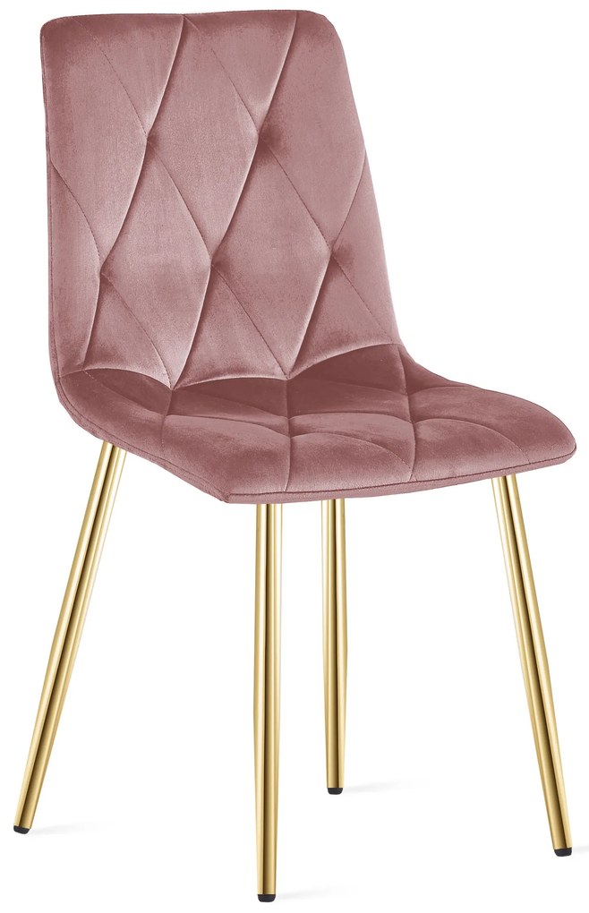 Rózsaszín bársony LIBRA étkezőszék arany lábakkal