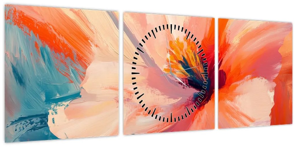 Kép - Festett virág (órával) (90x30 cm)