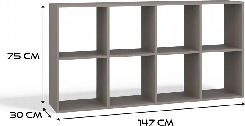 Malax 2x4 polc, 147x75x30 cm, agyag színű
