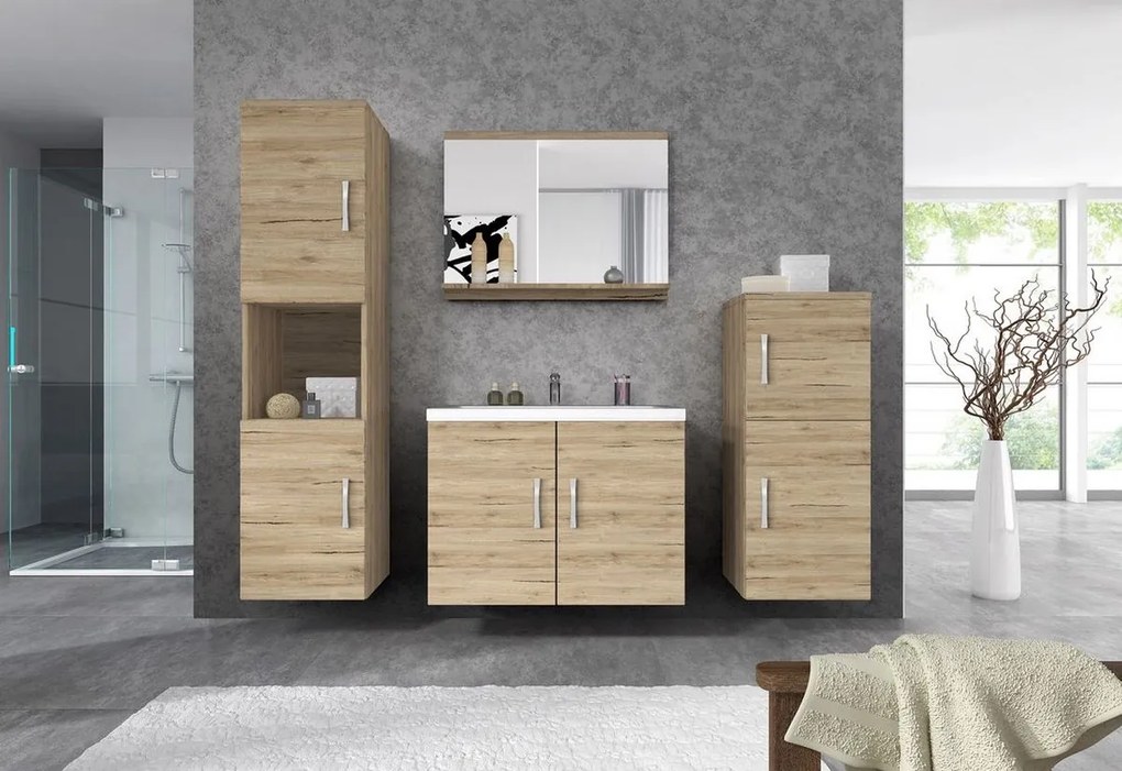 ALOMA fürdőszoba össszeállítás mosdóval, tölgy wotan
