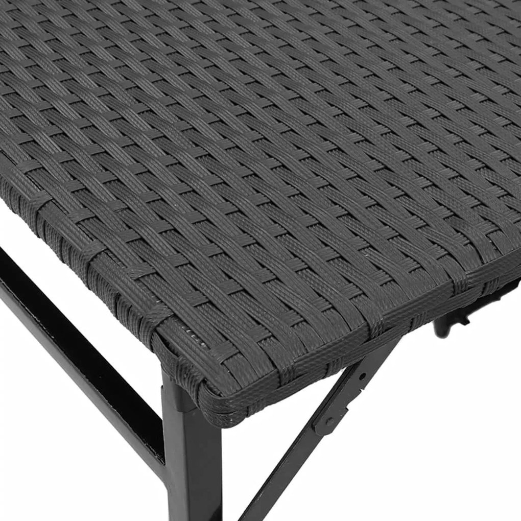 5 részes fekete polyrattan összecsukható kerti étkezőgarnitúra