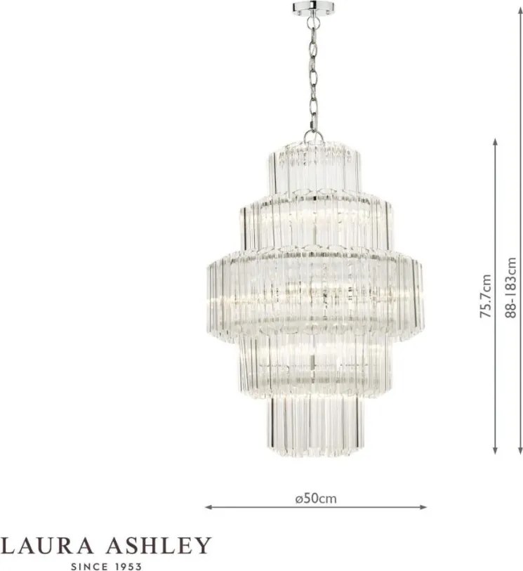 LAURA ASHLEY 3756148-Q GENEVIEVE Kristály Függesztett Lámpa Csiszolt Króm E14 IP20