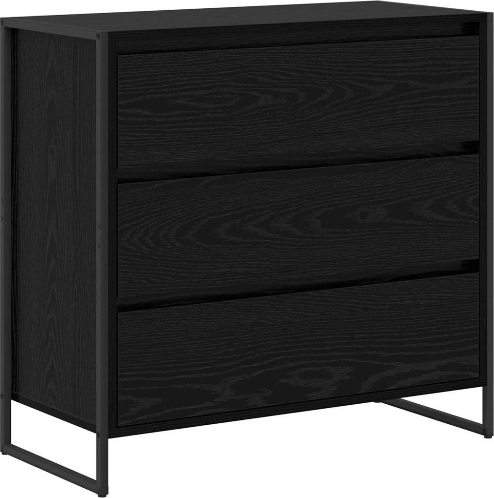vidaXL Széf fiókkal Fekete tölgy 79 x 36 x 75.5 cm Faanyag