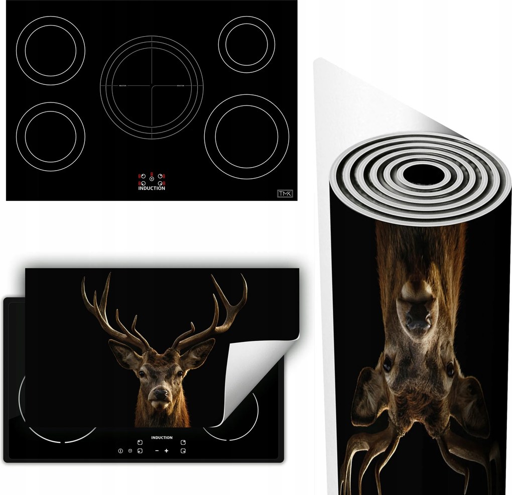 Vinil Tűzhelyvédő Szőnyeg Asztallap 90x52 fekete szarvas