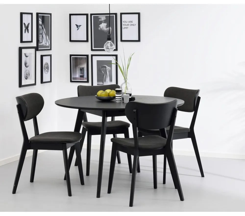 Cato fekete tölgyfa étkezőszék sötétszürke ülőrésszel - Rowico