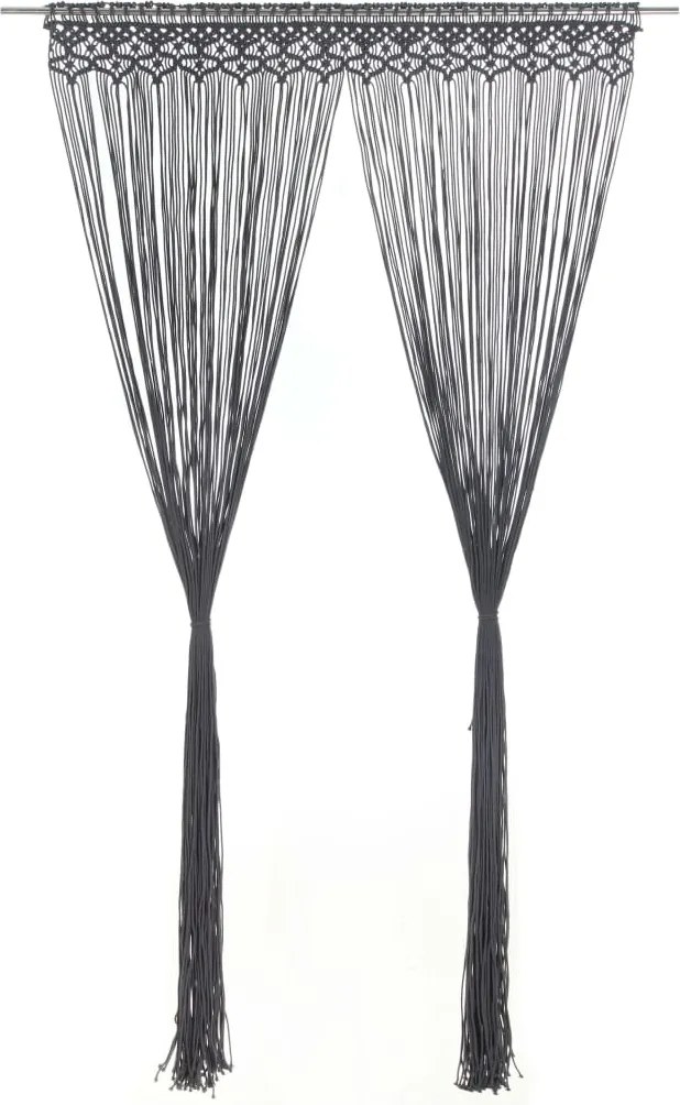 vidaXL antracitszürke makramé pamutfüggöny 140 x 240 cm