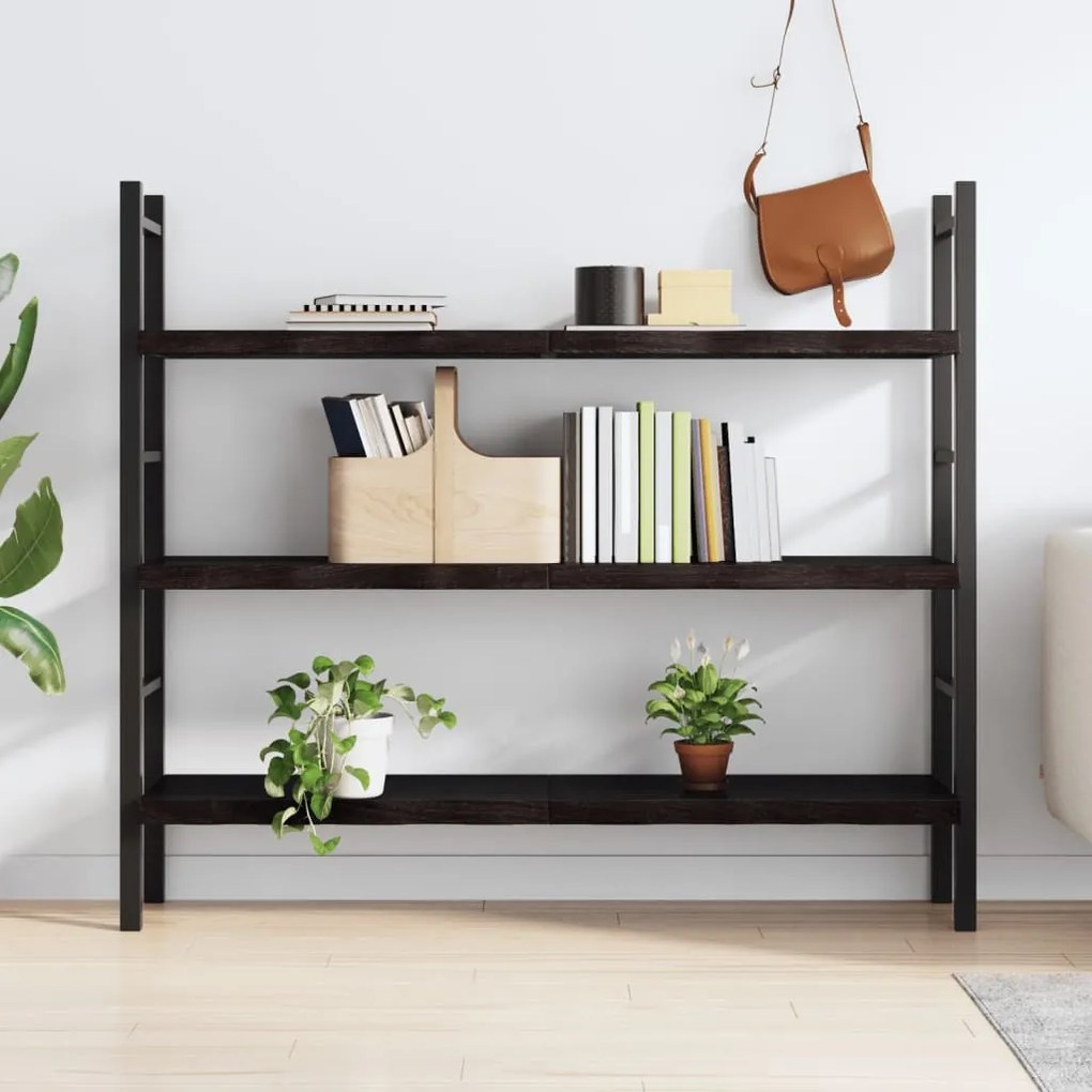 sötétbarna kezelt tömör tölgyfa fali polc 140 x 40 x (2-4) cm