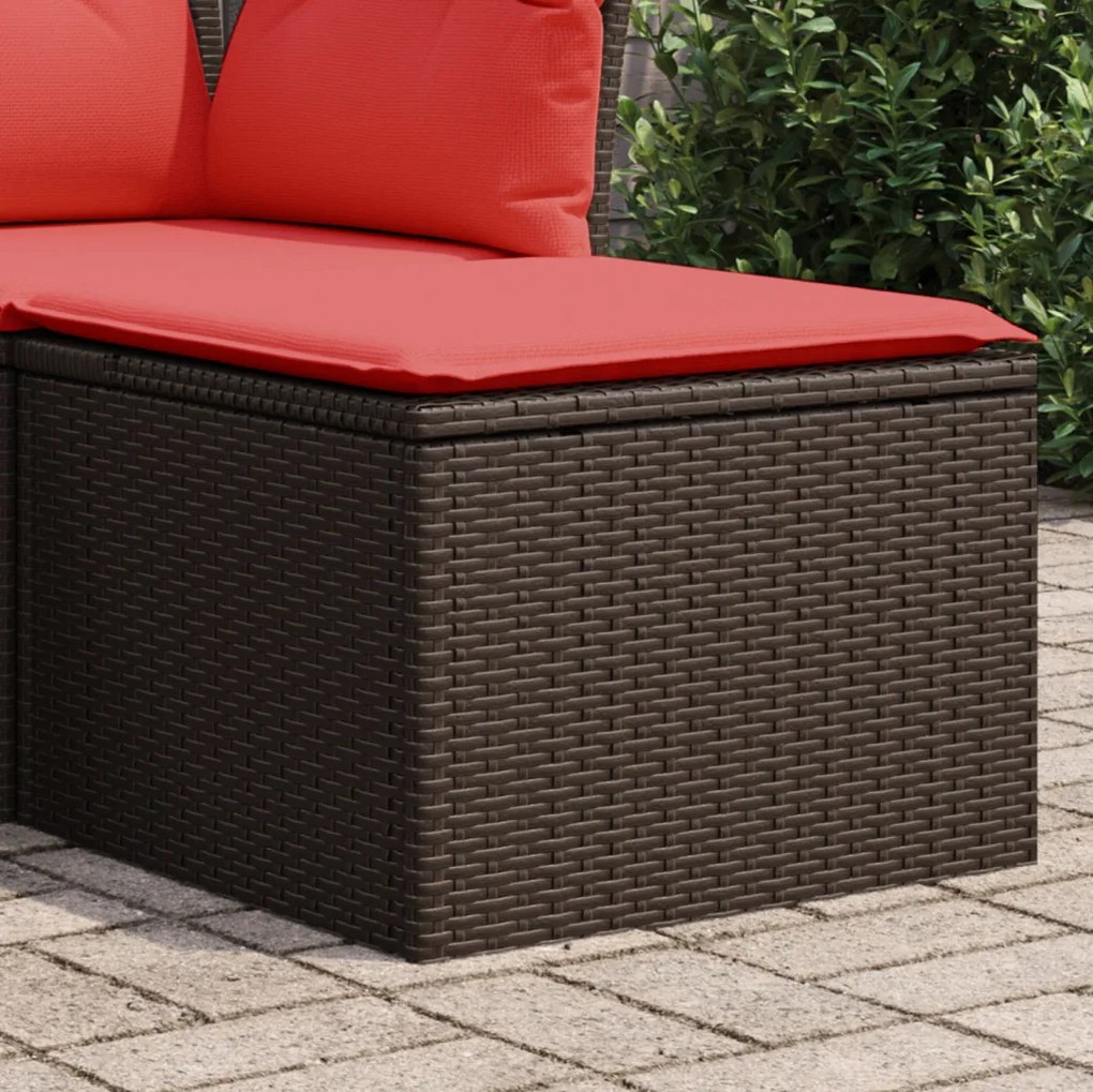 Kerti Puff Térkező Párnával Barna 55x55x37 cm Poli Rattan