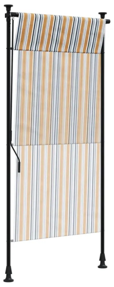 sárga és fehér szövet és acél kültéri roló 120 x 270 cm