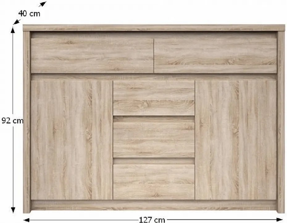 Komód, DTD laminált, tölgy sonoma, NORTY TYP 10