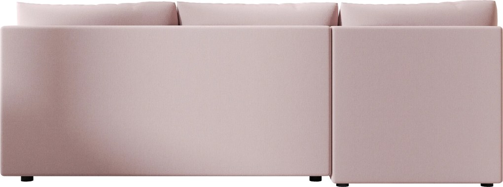 Ágyazható, kétoldalas L alakú kanapé VENORIA SLIM 200x143 cm, púderrózsaszín színű + 2 db díszpárna INGYEN