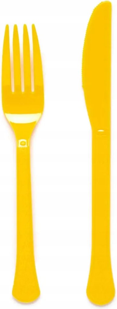 Evőeszköz villák kések sárga 24 db