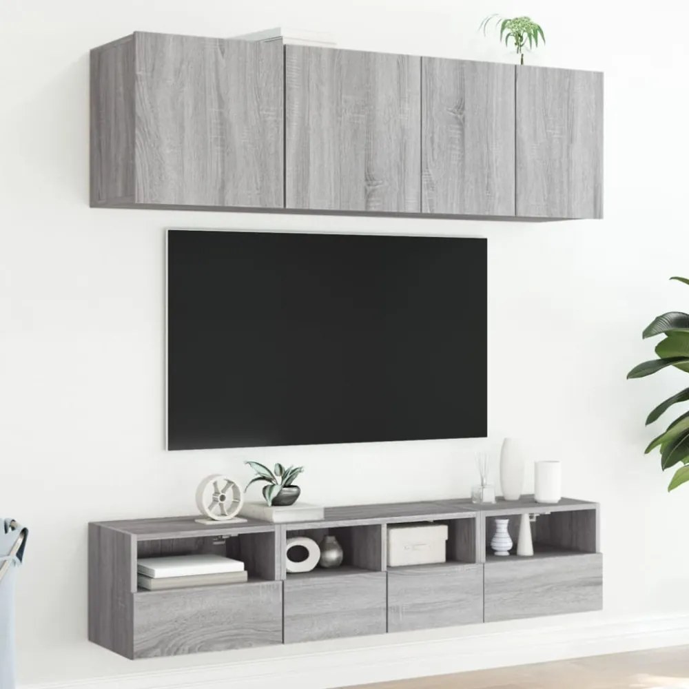 szürke sonoma színű szerelt fa fali TV-szekrény 40 x 30 x 30 cm