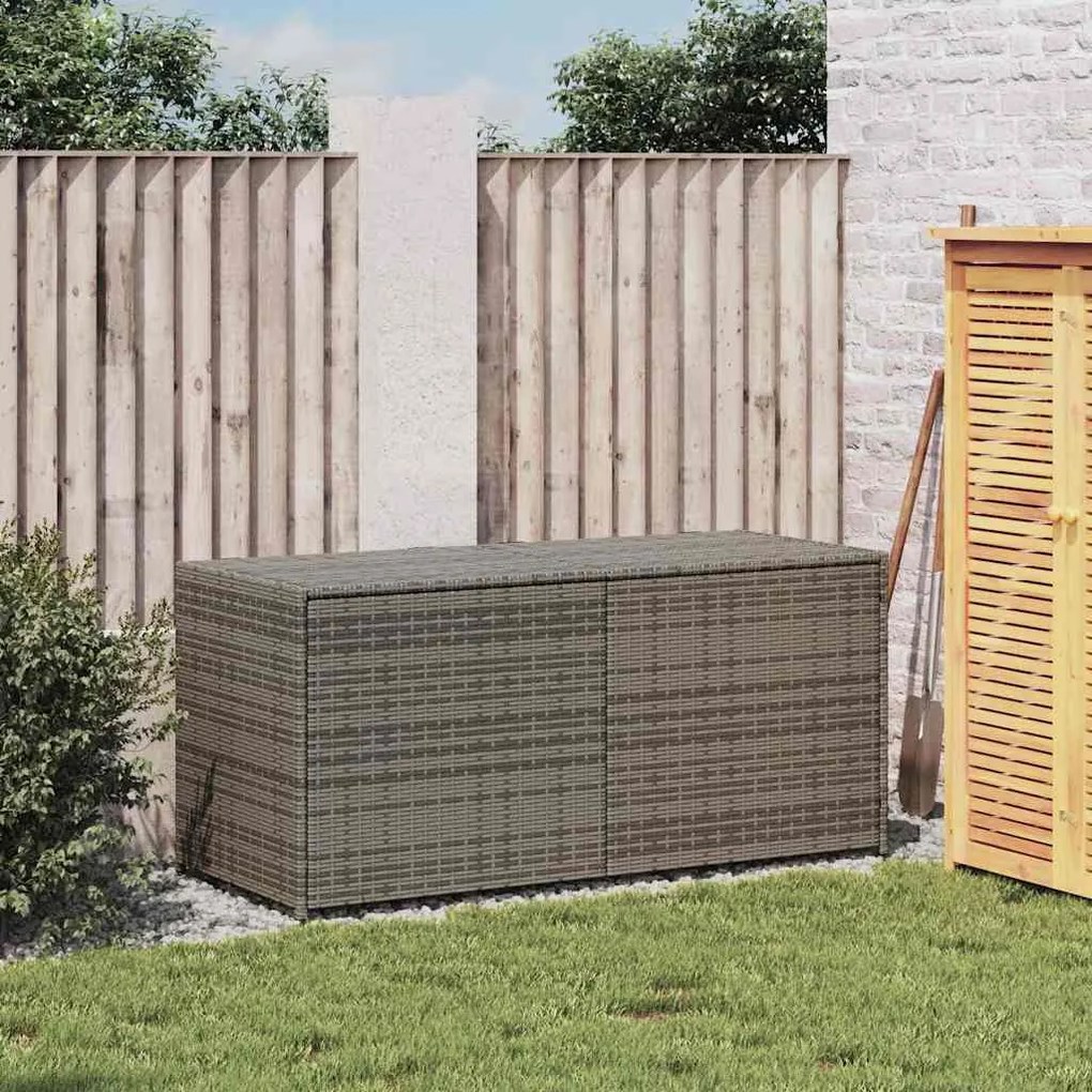 vidaXL szürke polyrattan kerti tárolóláda 283 L