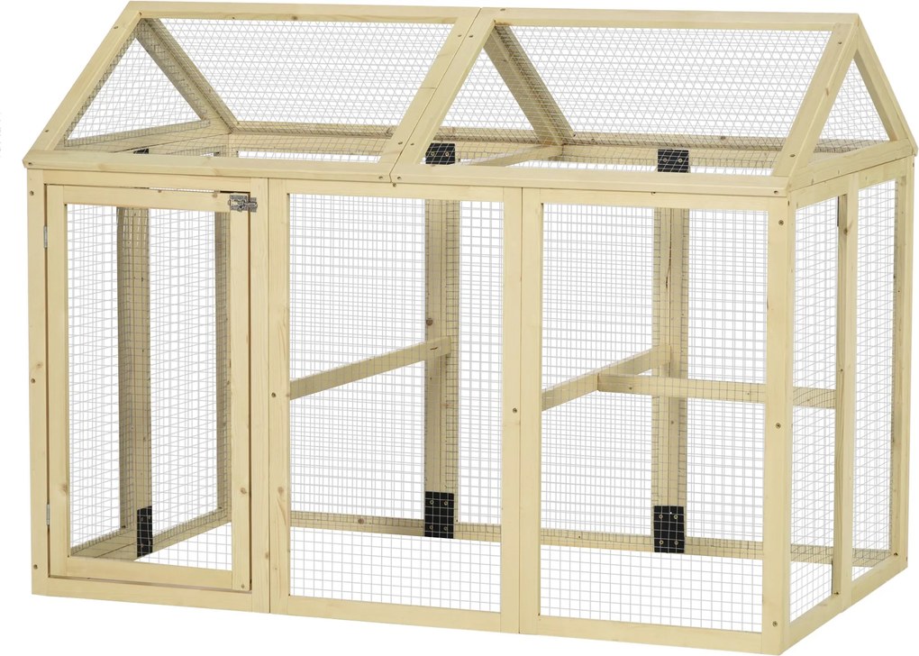 Tyúkól fa tyúkketrec kültéri kifutó 140 x 88.5 x 106 cm dróthálós tető zárható ajtók baromfi ketrec tyúkok nyulak kacsák számára
