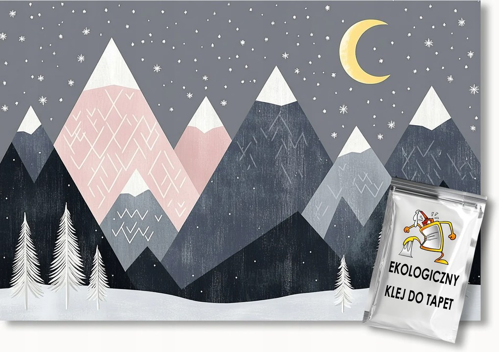 Fotótapéta Flizelina Gyerekek Hegyek Fák Hold Éjszaka Csillagok 150x105 ragasztó