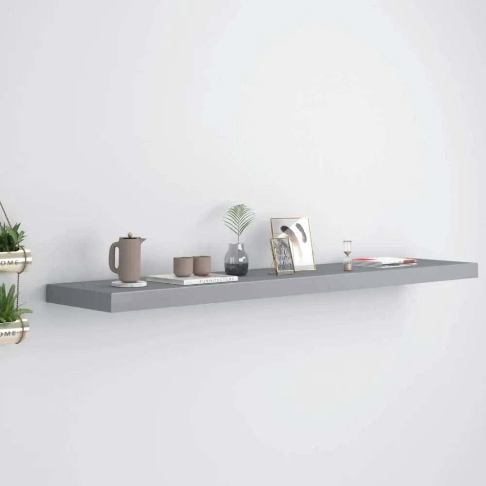 Szürke MDF lebegő fali polc 120 x 23,5 x 3,8 cm