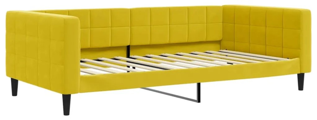 sárga kihúzható bársony heverő matraccal 100 x 200 cm