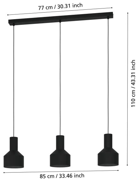 Eglo 99552 - Csillár zsinóron CASIBARE 3xE27/40W/230V