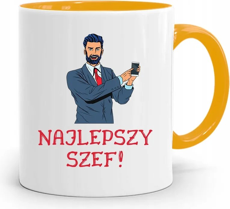 Sárga Bögre Ajándék Főnöknek Legjobb Főnök fényképes nyomtatással