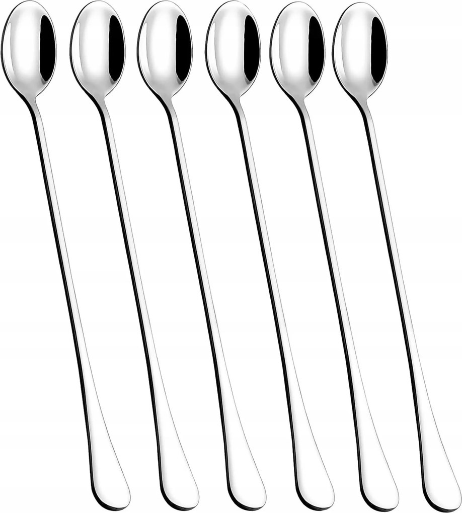 Macchiato Latte Kávéskanál Szett 6 db-os Hosszú Rozsdamentes Acél 20cm