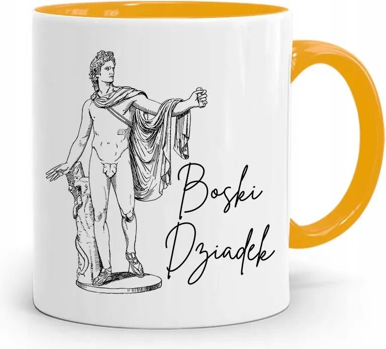 Sárga Ajándék Bögre Nagypapa Napjára Isteni Nagypapa fényképes nyomtatással