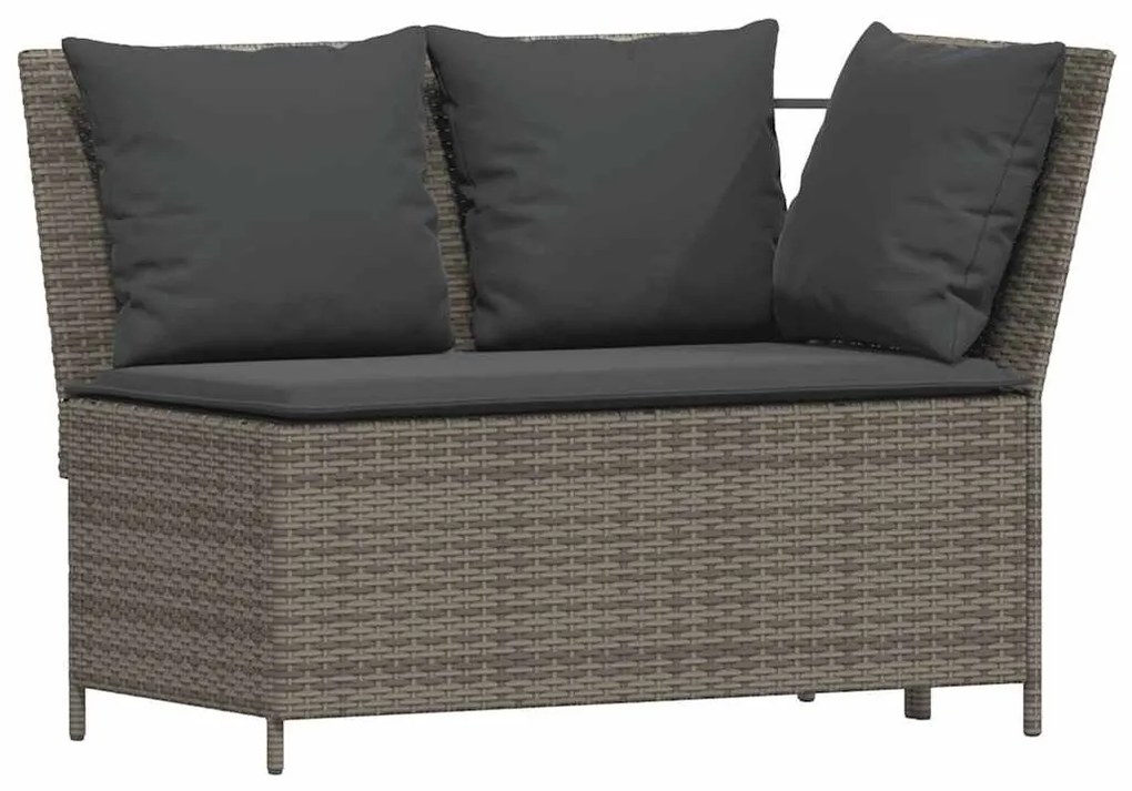 4 részes szürke polyrattan kerti ülőgarnitúra párnákkal L-alakú
