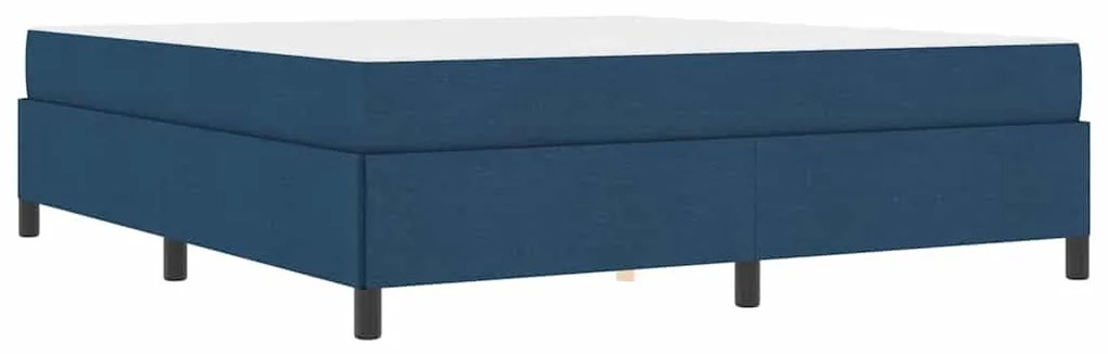 Boxrugós ágy Kék és Fekete 180 x 200 cm Textil és mérnöki fa