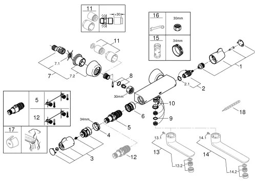 GROHE 34666000 - Termosztátos orvosi csaptelep DN 15, fényes króm