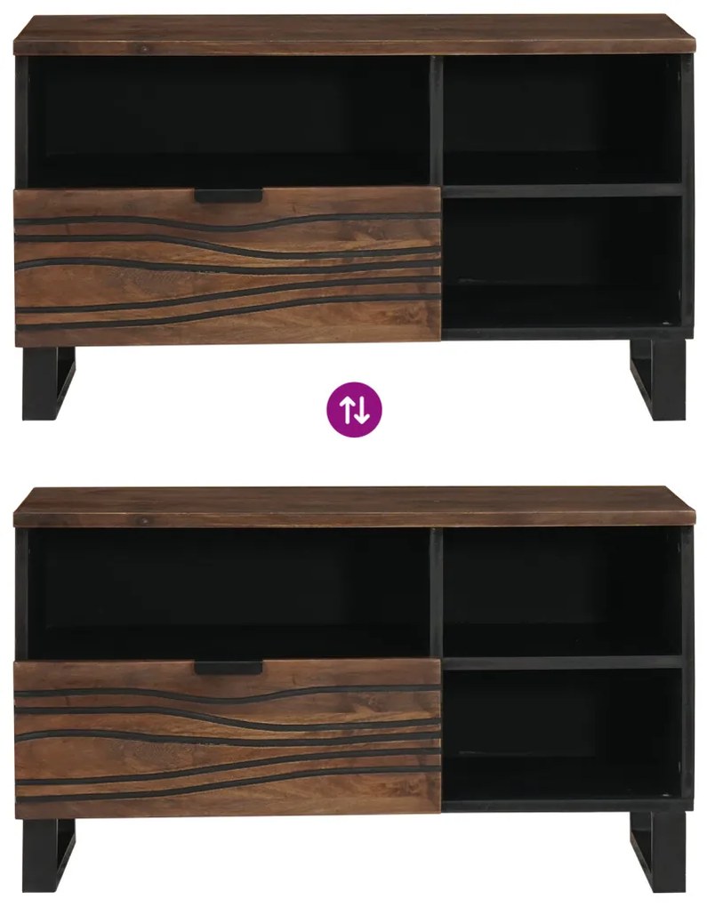 TV szekrény - 80x33.5x46 cm, tömör fa és mérnöki fa alapanyagból készült.