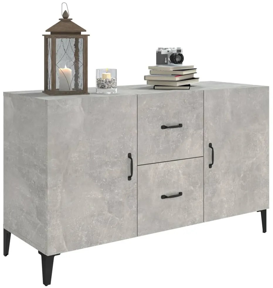 betonszürke szerelt fa tálalószekrény 100 x 36 x 60 cm
