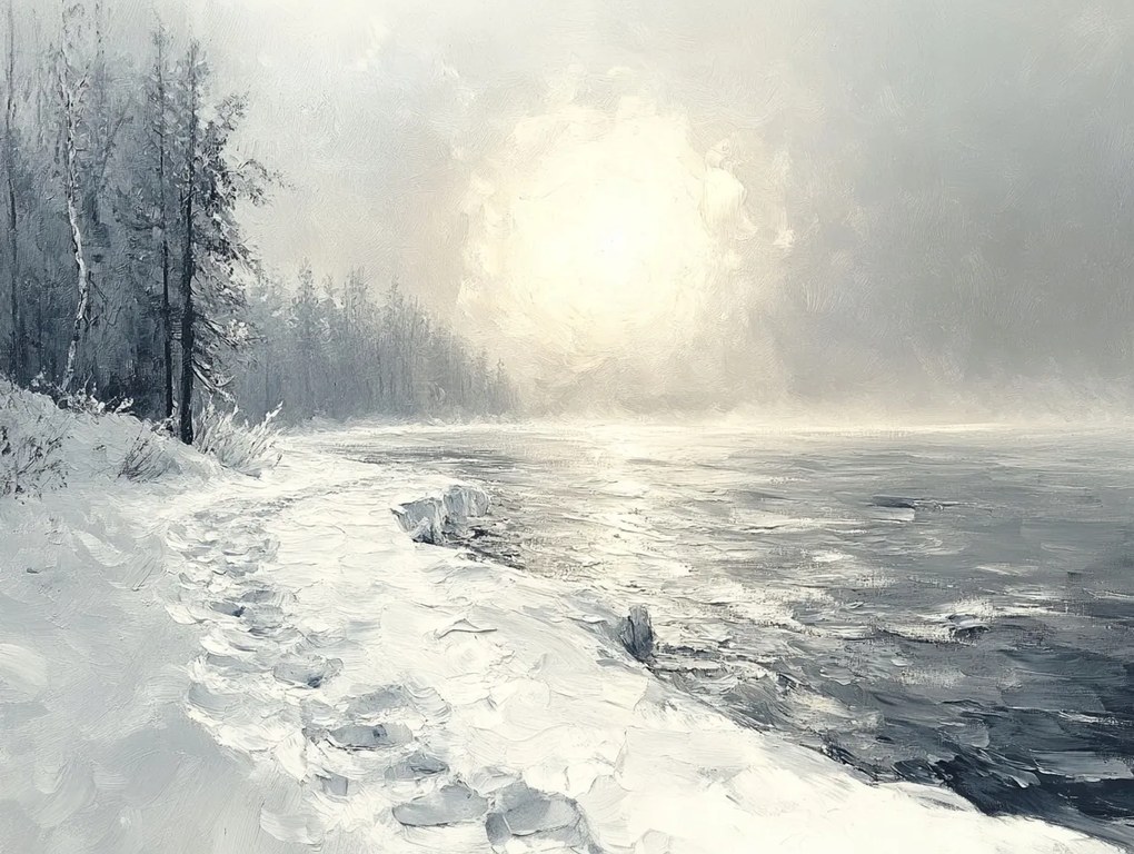 Vászonkép Canvas Tájkép Tengerpart Tél Hó Fagy 80x60