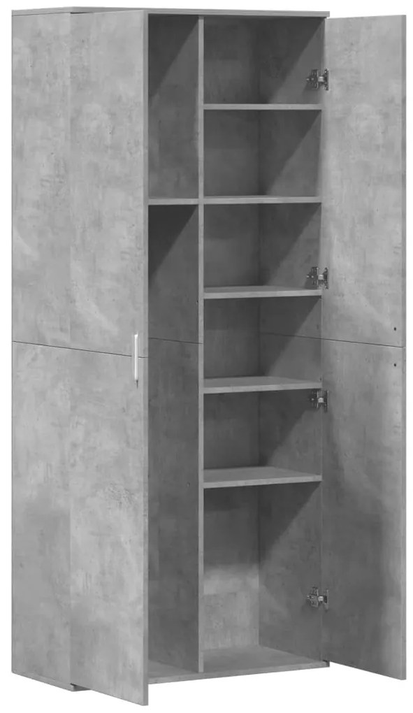 betonszürke szerelt fa magasszekrény 80 x 35 x 180 cm