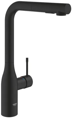Mosogató csaptelep GROHE Essence kihúzható zuhannyal, 2 áram phantom black 30504KF0
