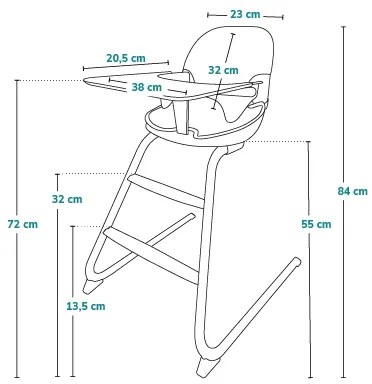 Lionelo - Gyerek étkezőszék 2 az 1-ben DALIA fehér/szürke