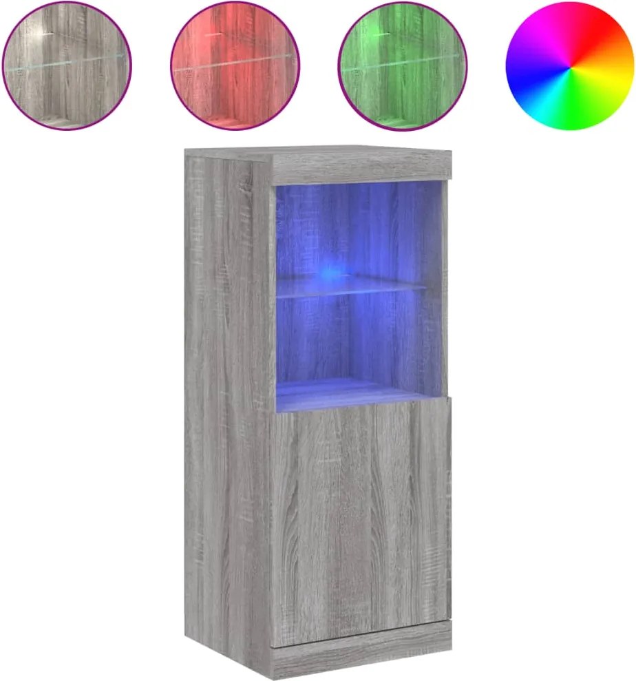 vidaXL szürke sonoma színű tálalószekrény LED-ekkel 41 x 37 x 100 cm