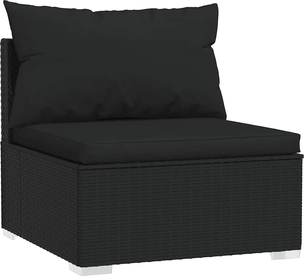 4 részes fekete polyrattan kerti ülőgarnitúra párnákkal
