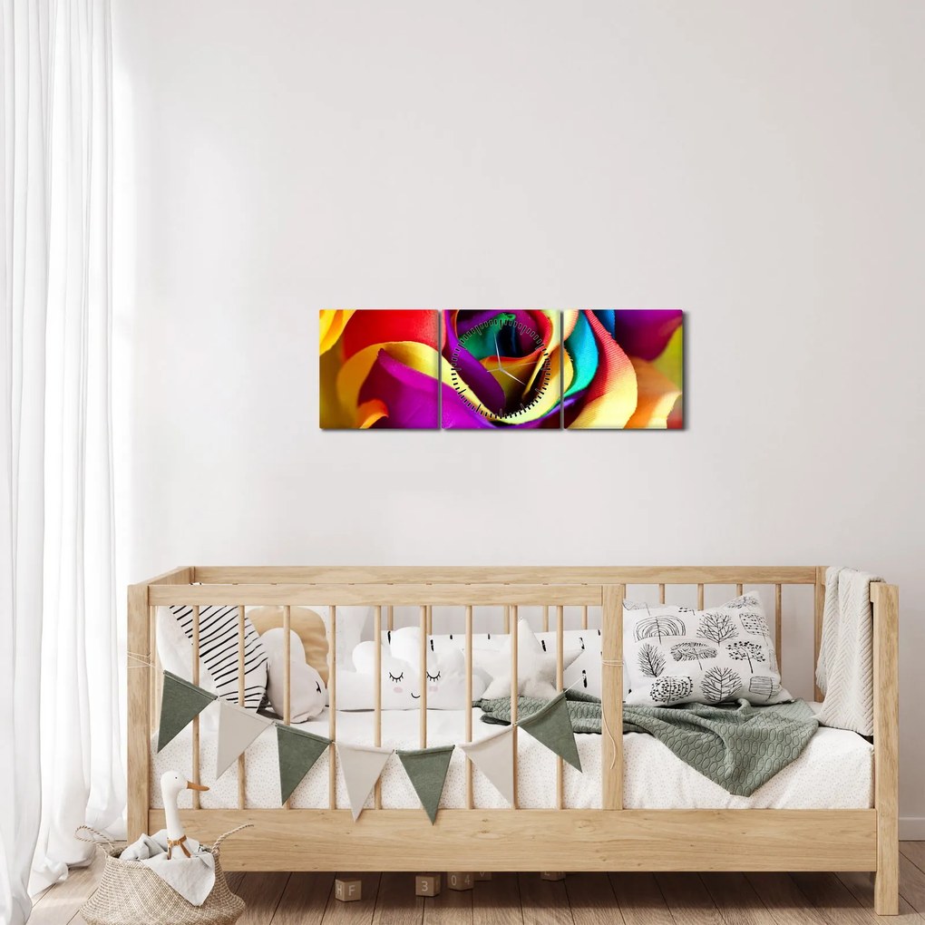 Kép - Színes rózsa (órával) (90x30 cm)