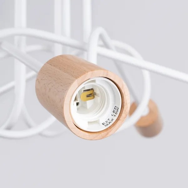 Sollux SL.1475 - Felületre szerelhető csillár EMBER 5xE27/15W/230V fehér/bézs/bükkfa