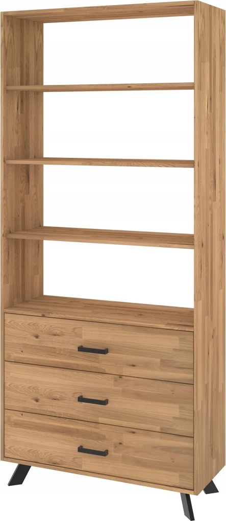 Tölgyfa könyvespolc könyvespolcokkal 228x60x40