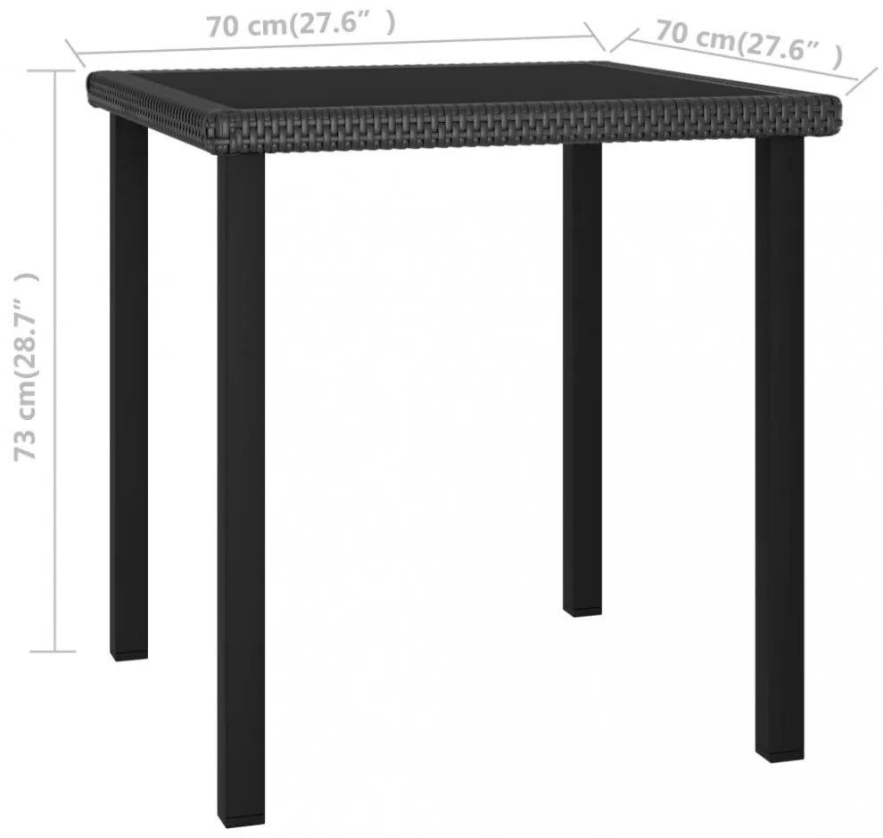 fekete polyrattan kerti étkezőasztal 70 x 70 x 73 cm
