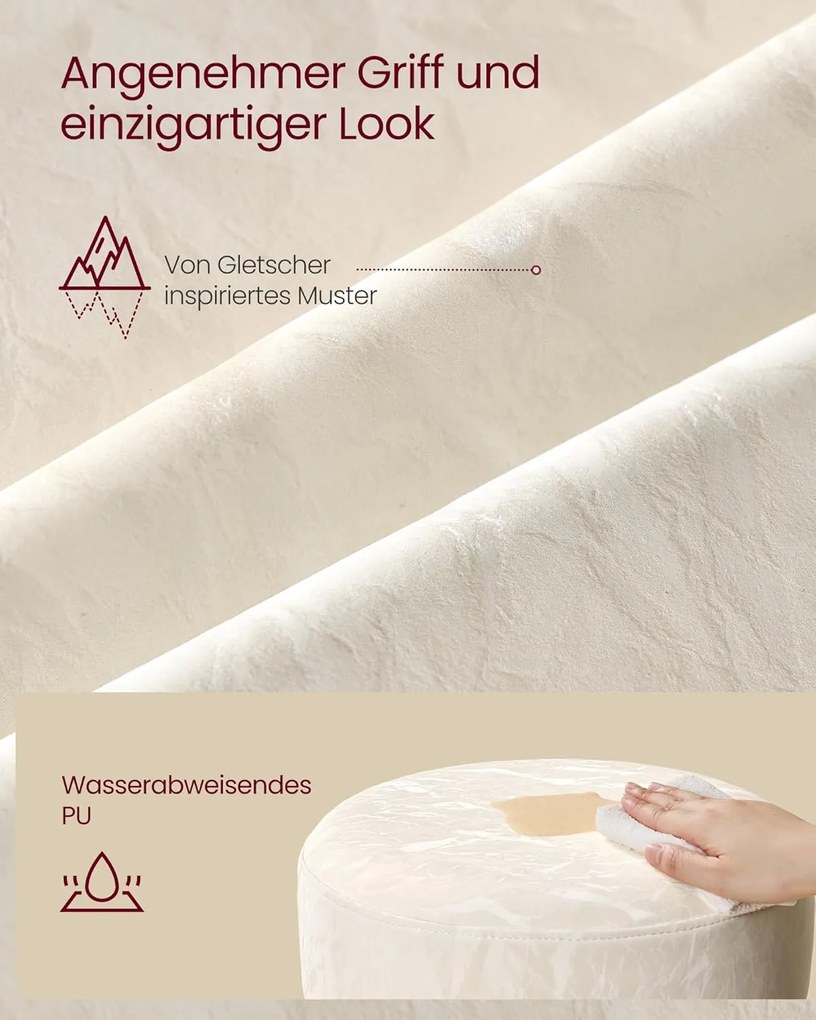 VASAGLE sminkszék, bárszék, magasságállítható, 360°-ban forgatható, krémfehér